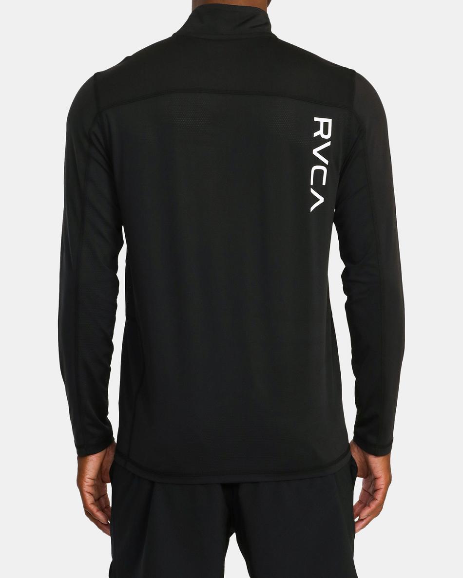 Black Rvca Sport Vent Half-Zip Pullover Men's Hoodie | MUSHR23451