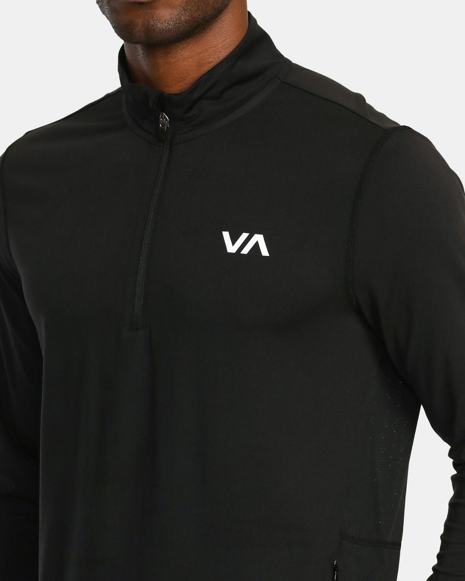 Black Rvca Sport Vent Half-Zip Pullover Men's Hoodie | MUSHR23451