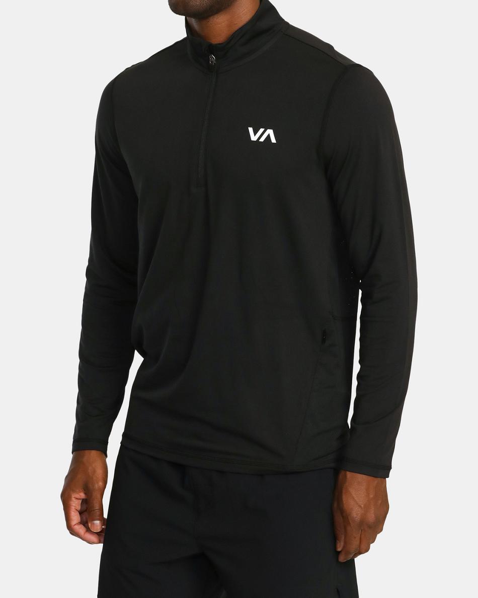 Black Rvca Sport Vent Half-Zip Pullover Men's Hoodie | MUSHR23451