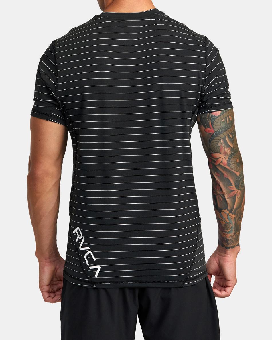 Black Rvca Sport Vent Stripe Technical Top Men's Short Sleeve | YUSVQ33409