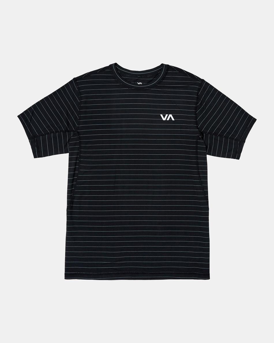 Black Rvca Sport Vent Stripe Technical Top Men\'s Short Sleeve | YUSVQ33409