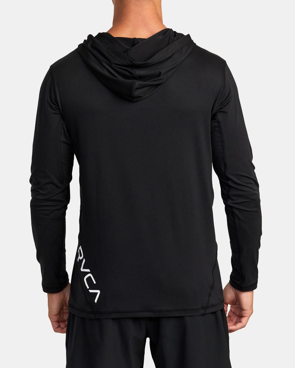 Black Rvca Sport Vent Technical Hooded Men's Hoodie | USJKU62946