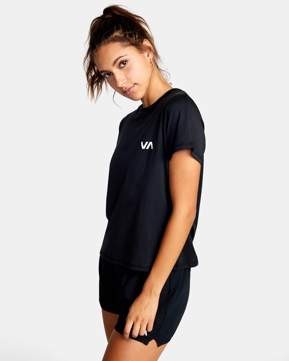 Black Rvca Sport Vent Women's Workout Tops | GUSEC81548