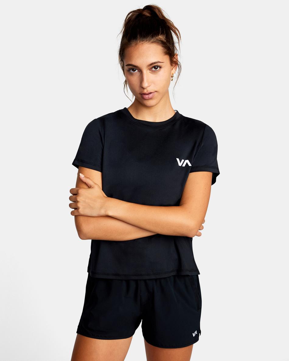 Black Rvca Sport Vent Women\'s Workout Tops | GUSEC81548