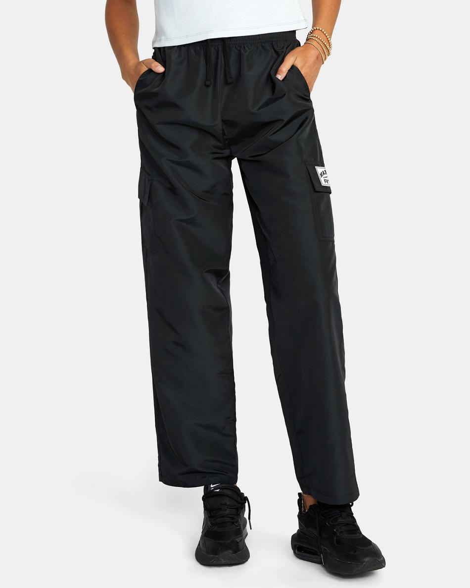 Black Rvca Swish Cargo Track Women's Pants | EUSVG38536