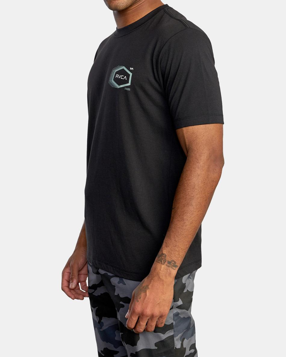 Black Rvca Tech Hex Tee Men's Short Sleeve | USDYB30333