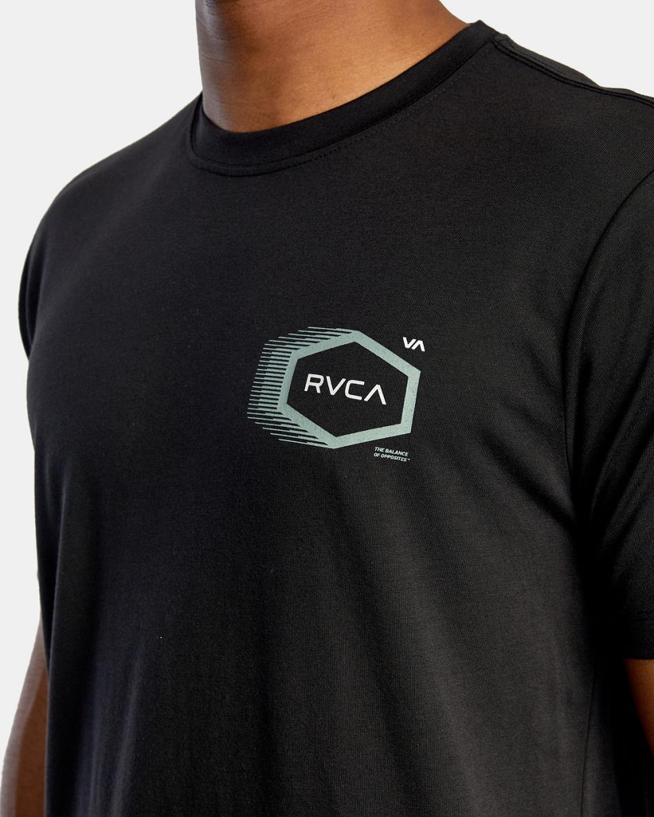 Black Rvca Tech Hex Tee Men's Short Sleeve | USDYB30333