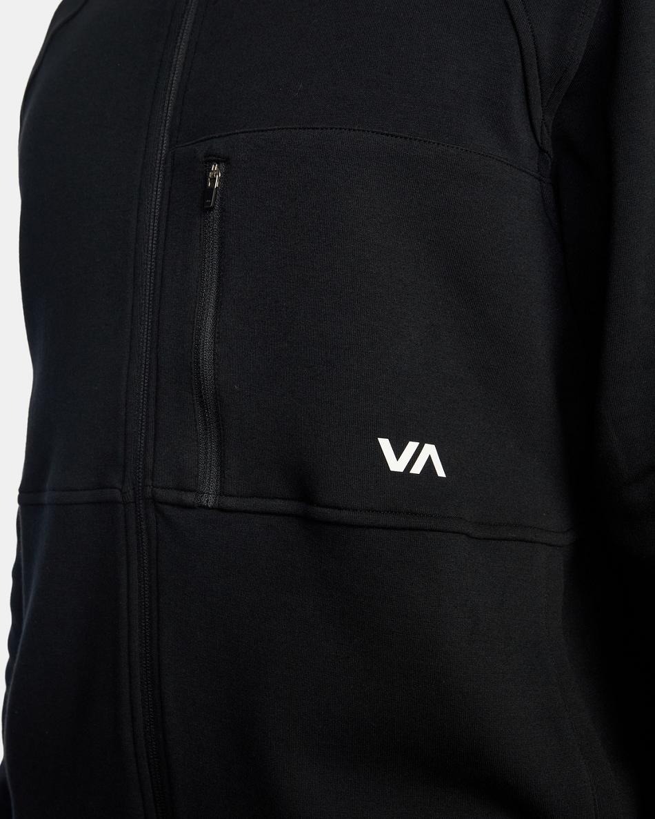 Black Rvca Tech Zip-Up Fleece II Men's Hoodie | USEGJ53903