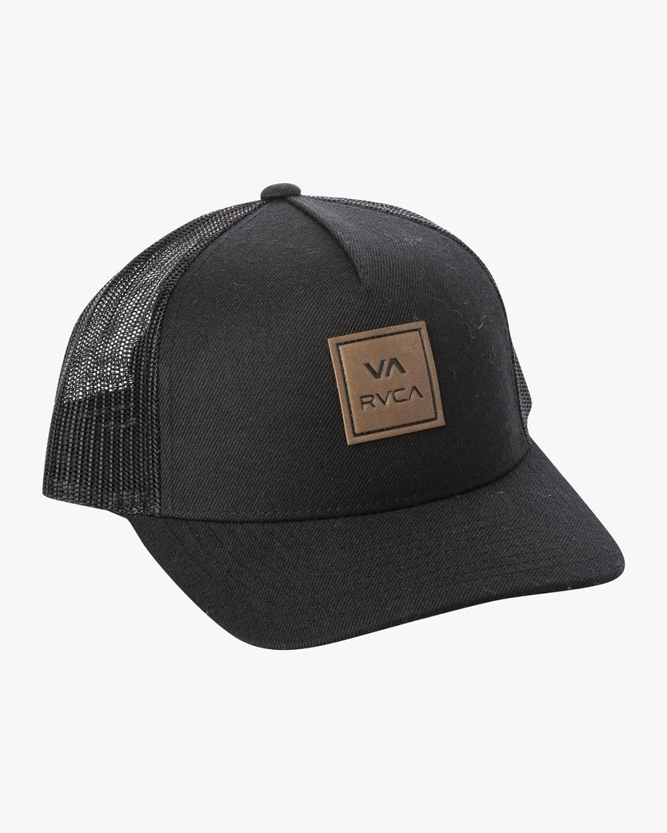 Black Rvca VA All The Way Curved Brim Trucker Men's Hats | USEGJ33778
