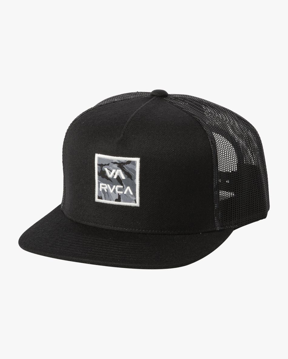 Black Rvca VA All The Way Printed Trucker Boys\' Hats | USQAV71716