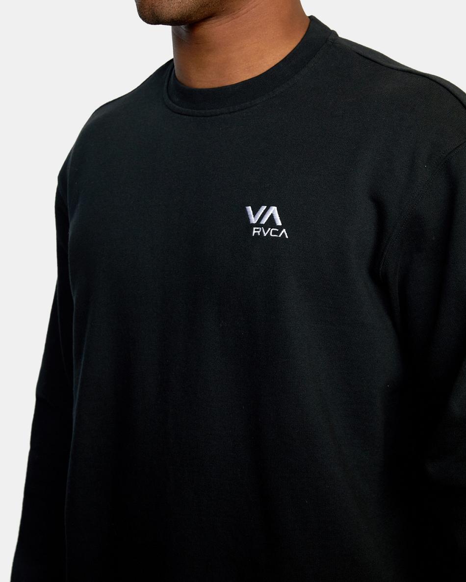 Black Rvca VA Essential Crewneck Men's Hoodie | USIIZ77836