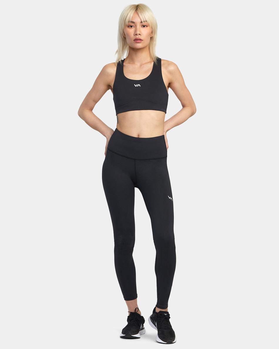 Black Rvca VA Essential Mid Support Women's Workout Tops | USCIF89874