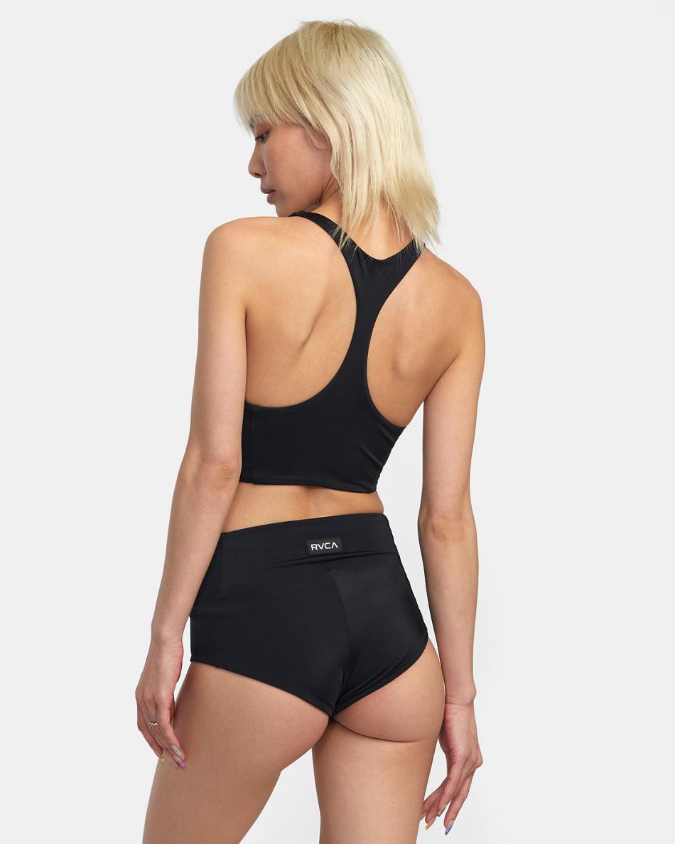 Black Rvca VA Essential Solid High Neck Racerback Women's Bikini Tops | GUSUC47757