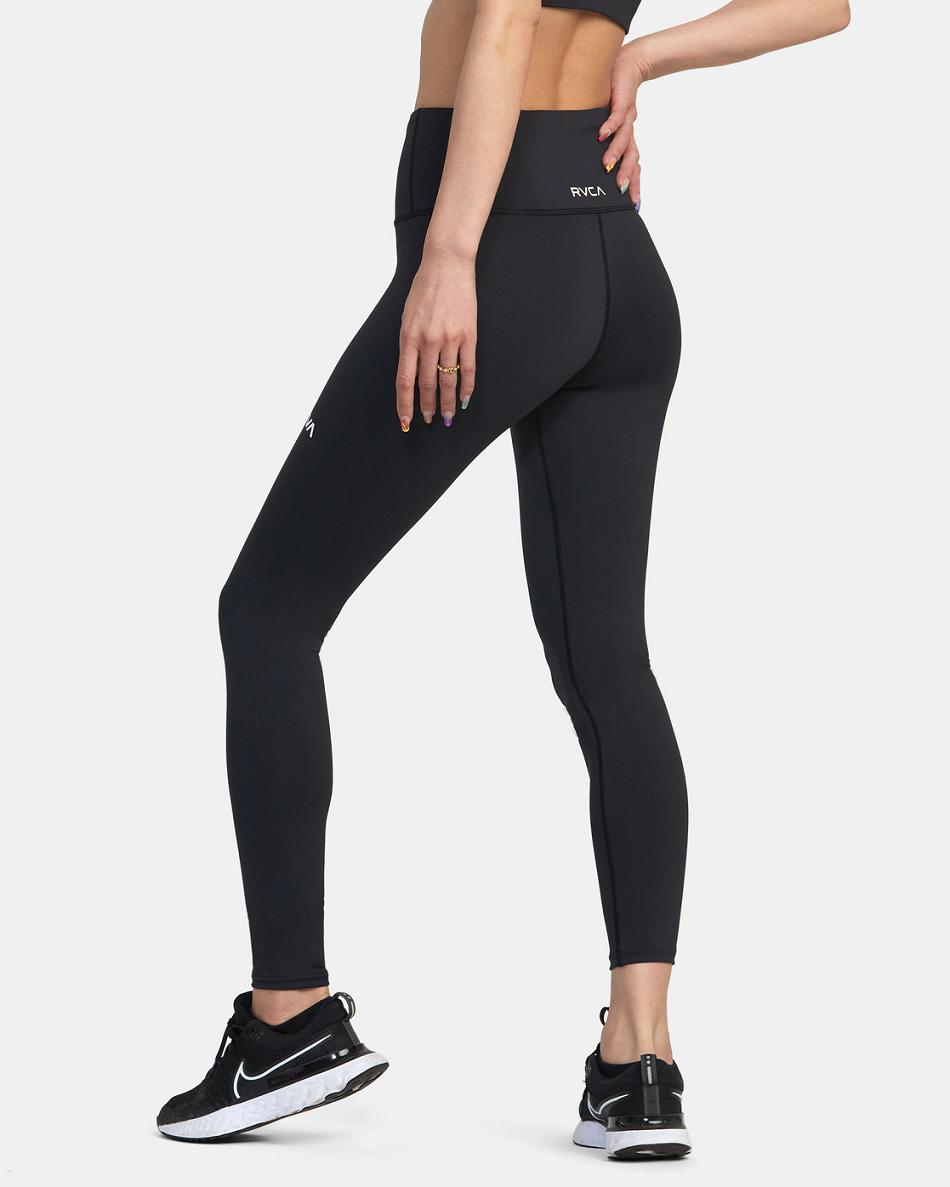 Black Rvca VA Essential Workout Women's Leggings | USJBT53168