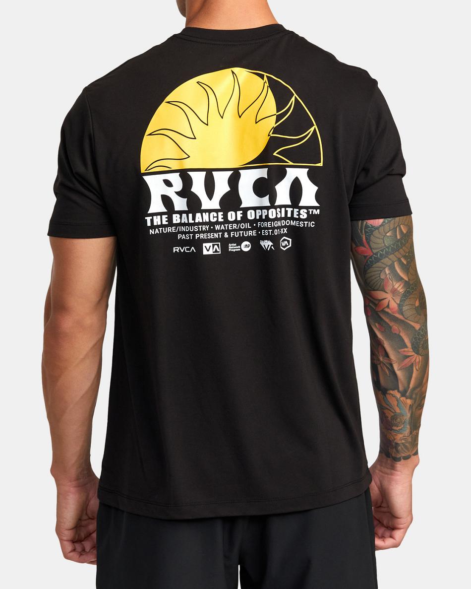 Black Rvca VA Sport Balance Rays T-Shirt Men's Short Sleeve | EUSHC27398