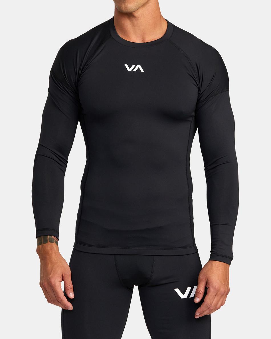 Black Rvca VA Sport Compression Men's Long Sleeve | USQCS40371