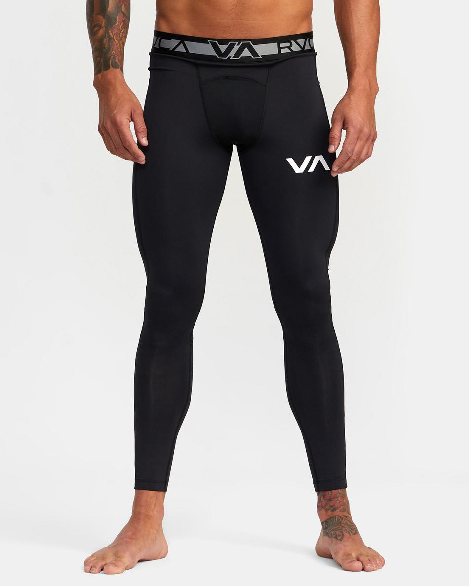 Black Rvca VA Sport Compression Tights Men's Pants | USXMI21758