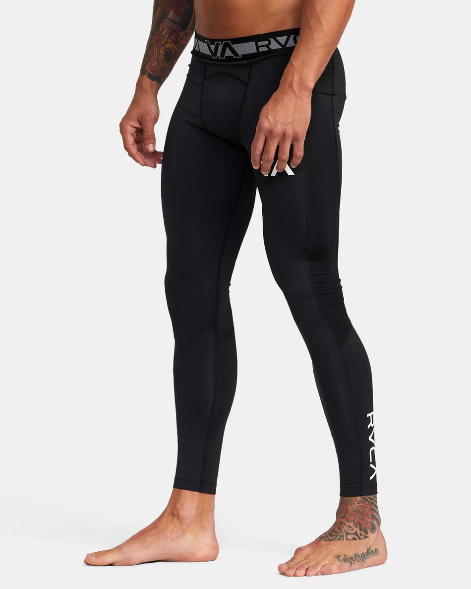 Black Rvca VA Sport Compression Tights Men's Pants | USXMI21758