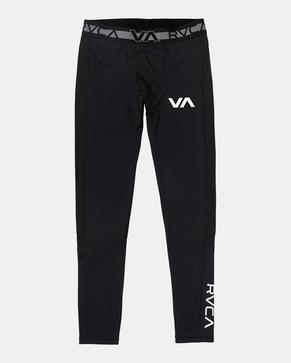 Black Rvca VA Sport Compression Tights Men\'s Pants | USXMI21758