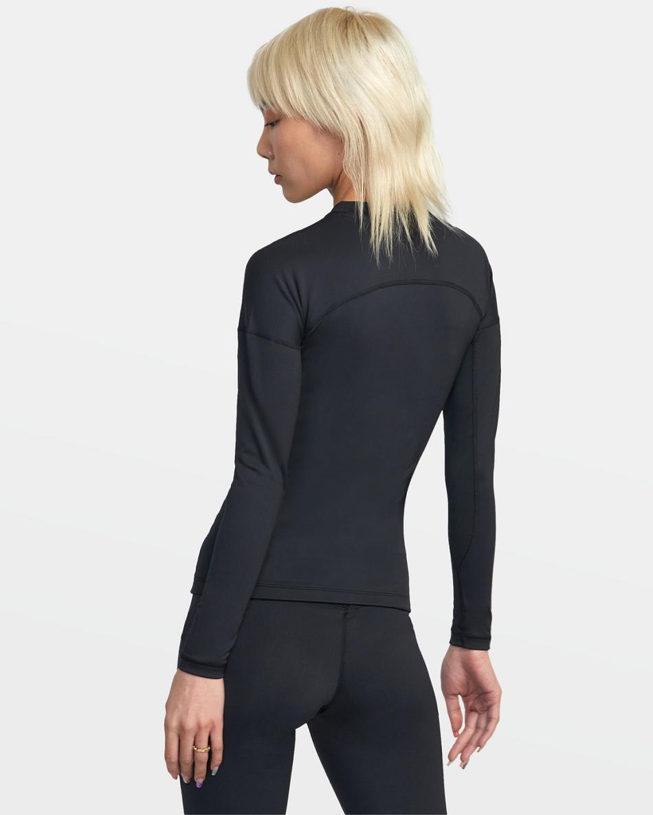 Black Rvca VA Sport Long Sleeve Compression Women's Workout Tops | USJVR39015