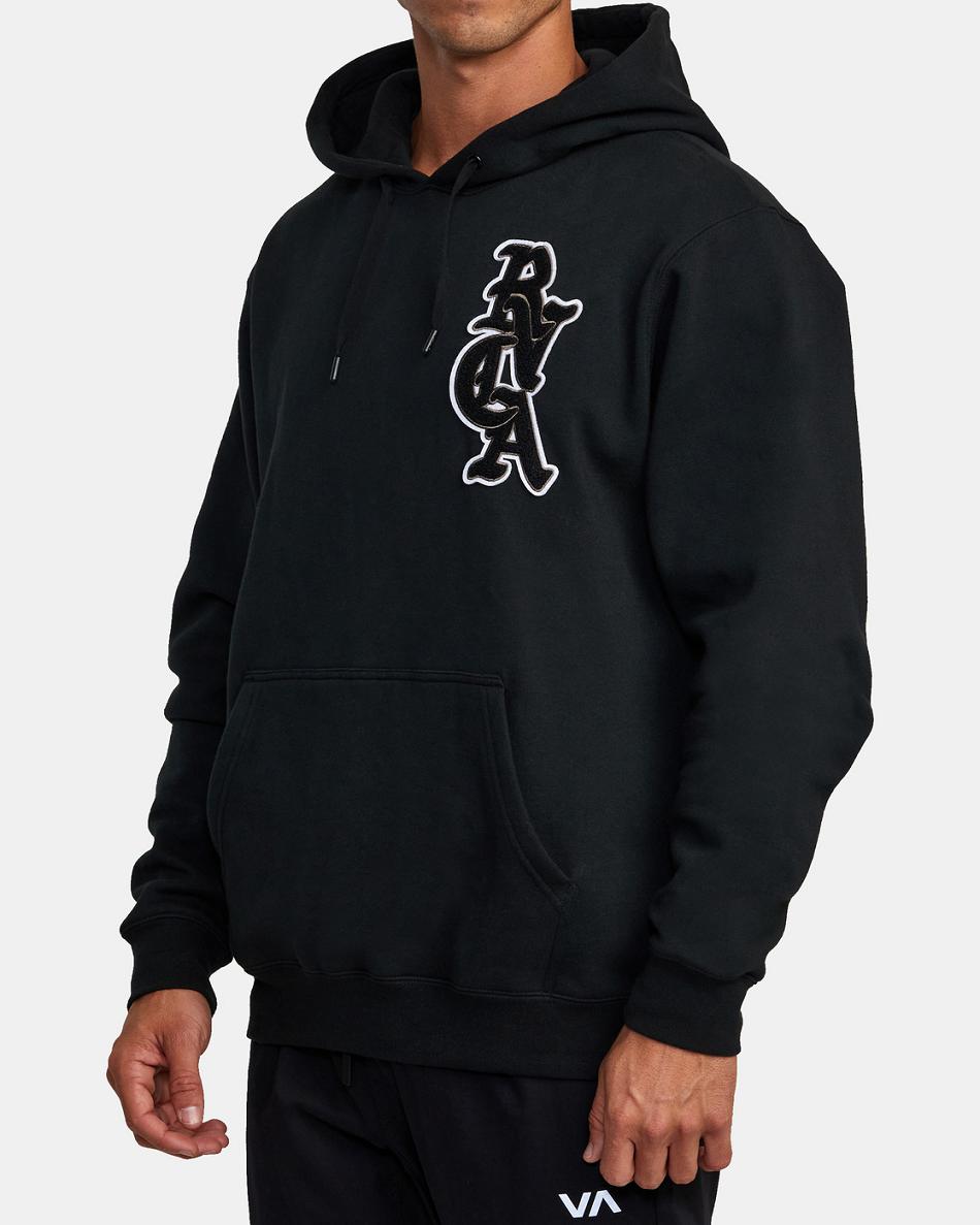 Black Rvca VA Sport Men's Hoodie | QUSWA36859