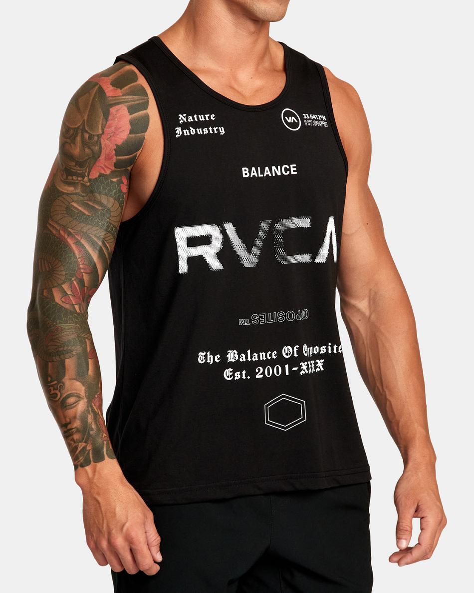 Black Rvca VA Sport Men's Tanks | USIIZ16021