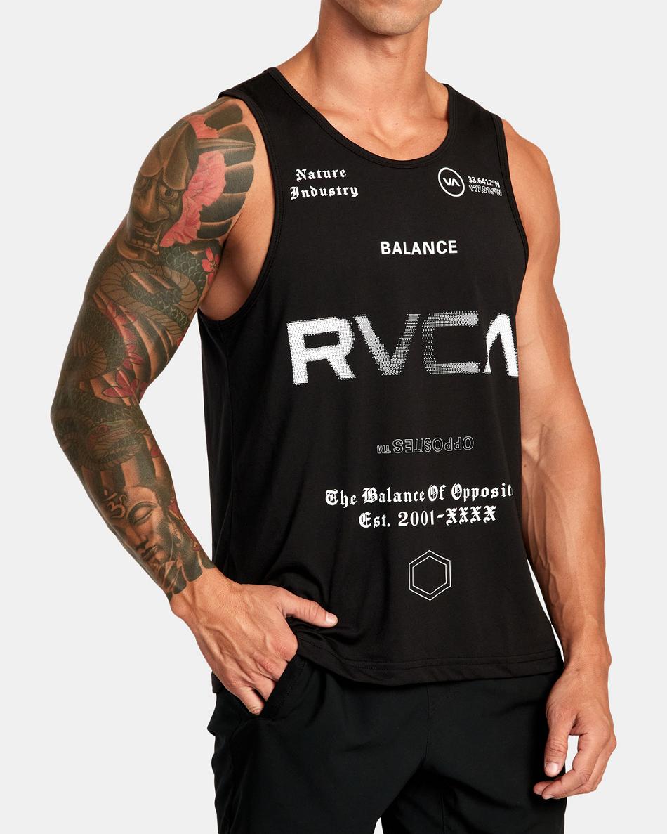 Black Rvca VA Sport Men\'s Tanks | USIIZ16021