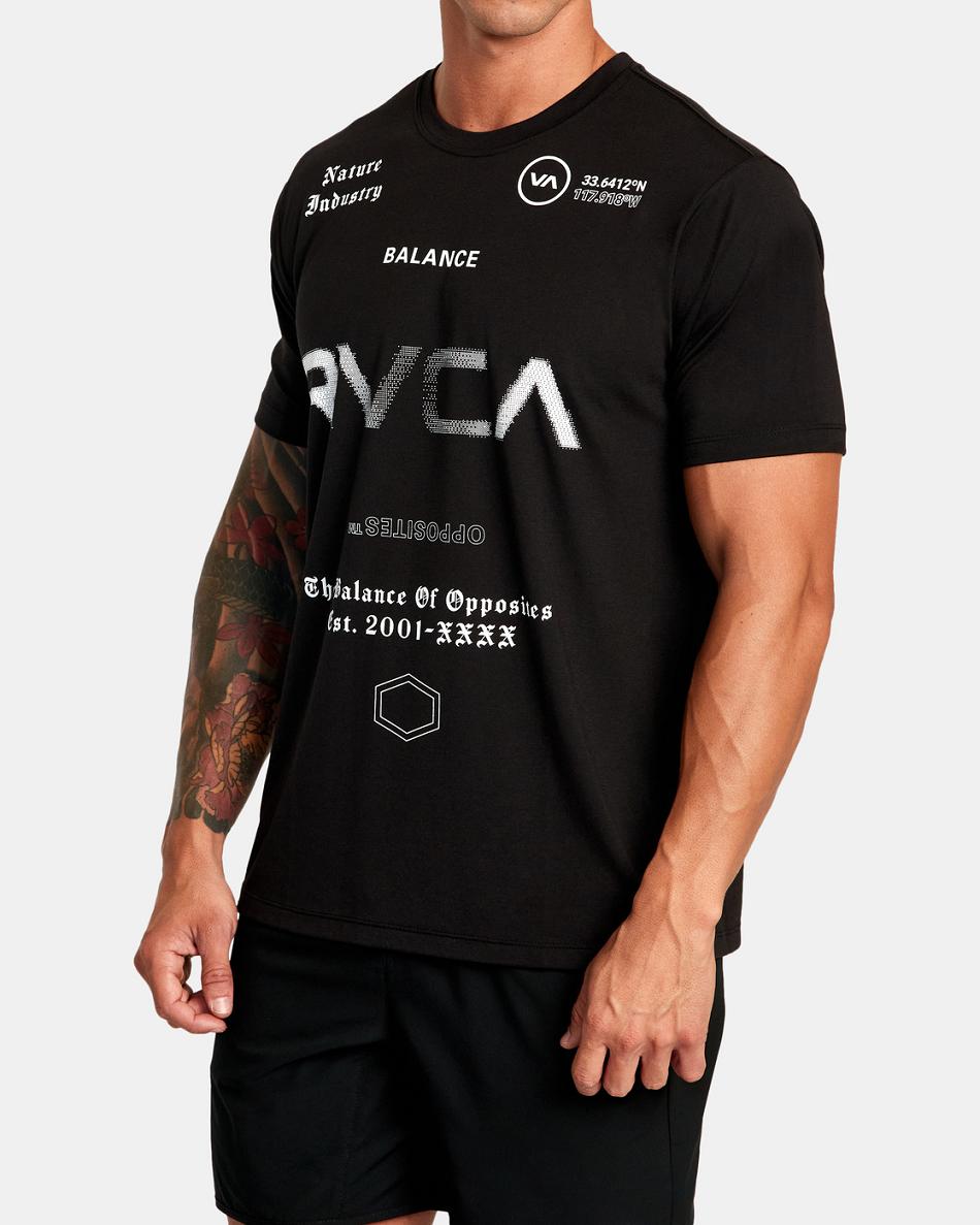 Black Rvca VA Sport Tee Men's Short Sleeve | GUSUC28203