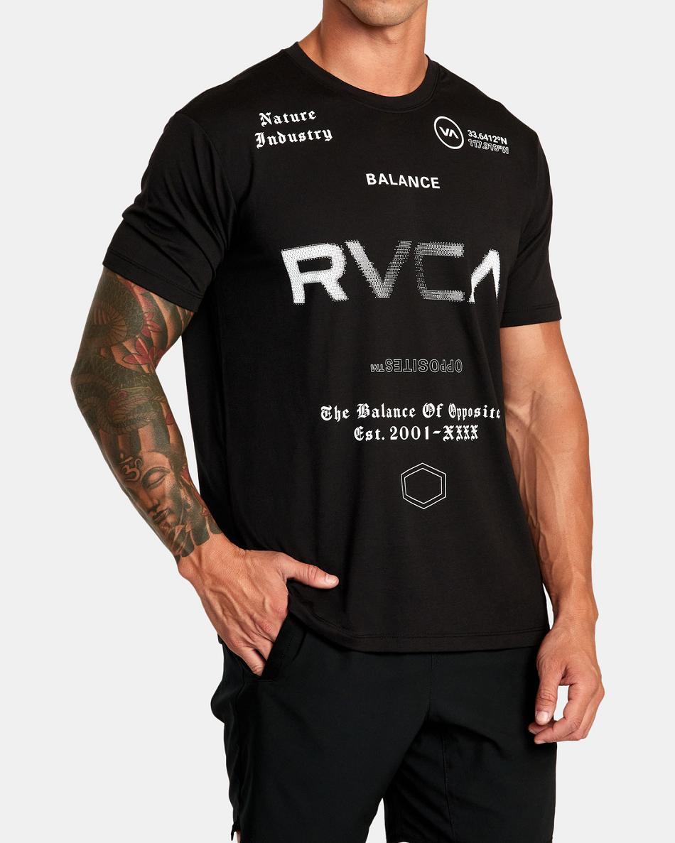 Black Rvca VA Sport Tee Men's Short Sleeve | GUSUC28203