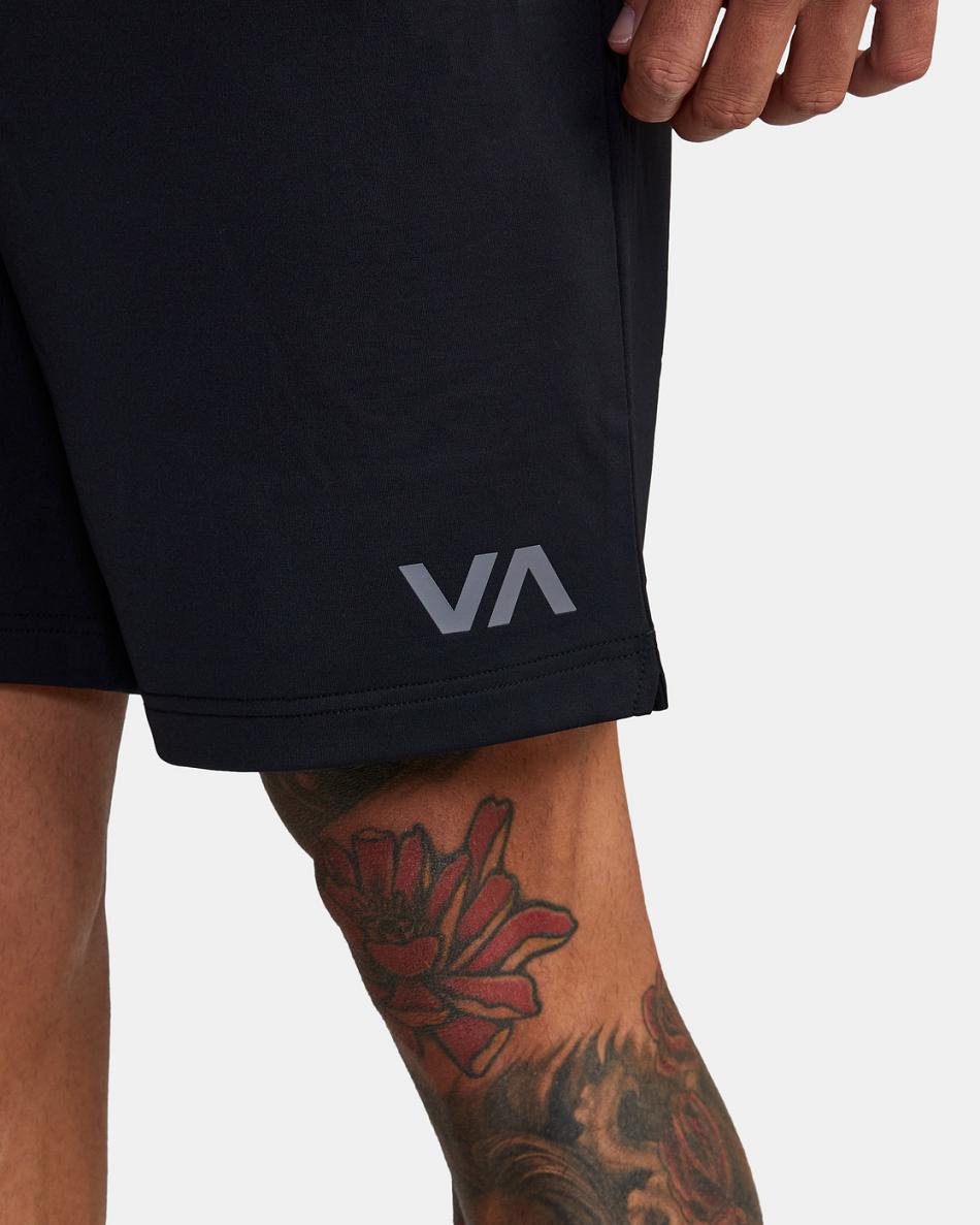 Black Rvca VA Sport Trainer Elastic Men's Running Shorts | USXMI49079