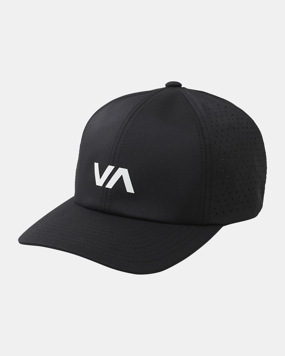 Black Rvca Vent Perforated Clipback II Men\'s Hats | QUSUV24074