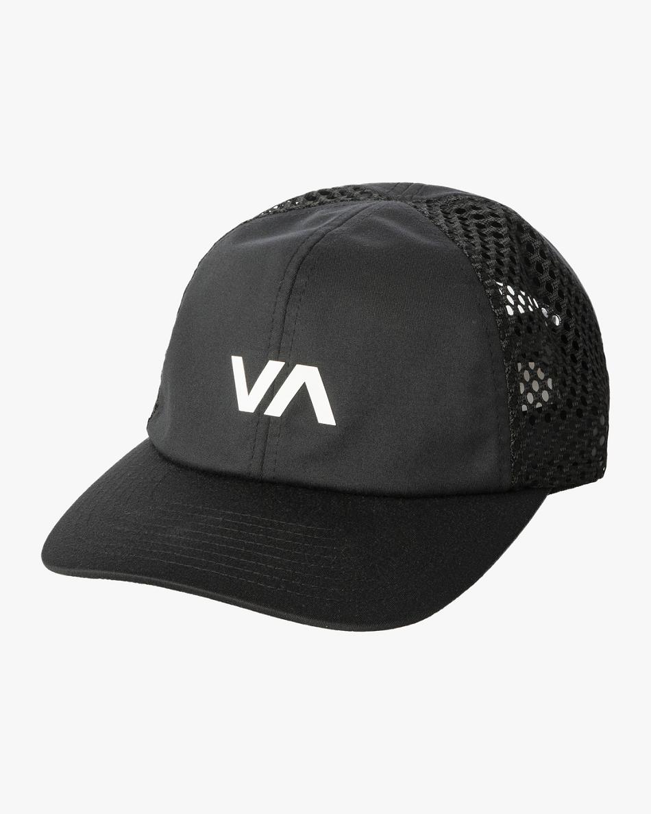 Black Rvca Vent Strapback Men\'s Hats | USICD19396