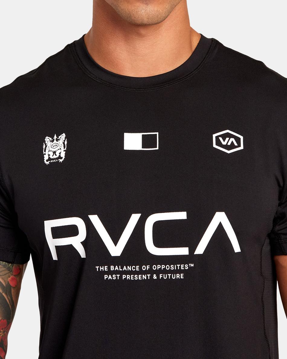 Black Rvca Vent VA Sport Badge Technical Training Tee Men's Short Sleeve | USJVR59390