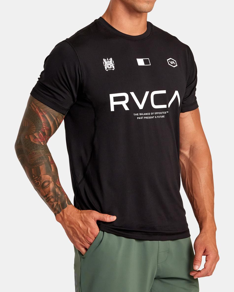 Black Rvca Vent VA Sport Badge Technical Training Tee Men's Short Sleeve | USJVR59390