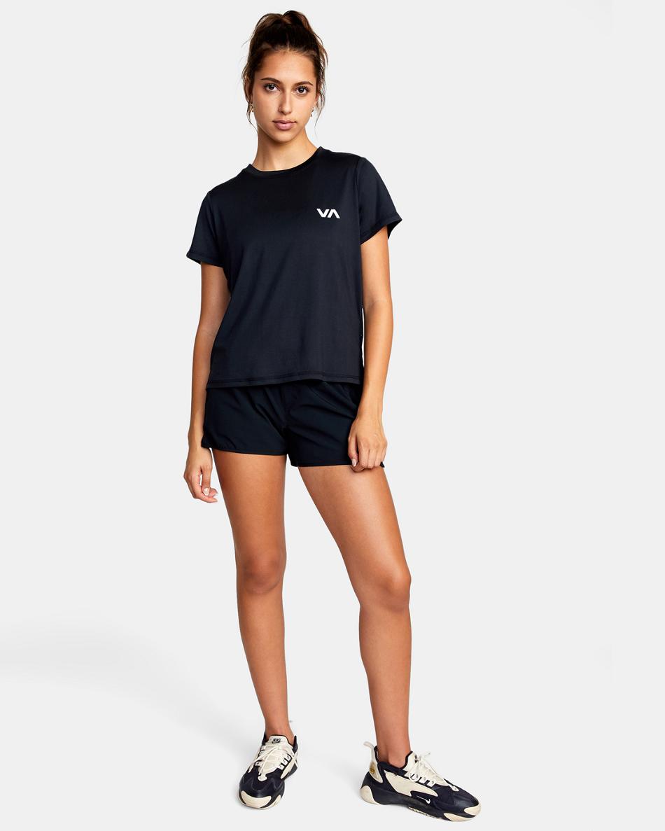 Black Rvca Women's Sport Vent Workout Women's T shirt | GUSUC42464