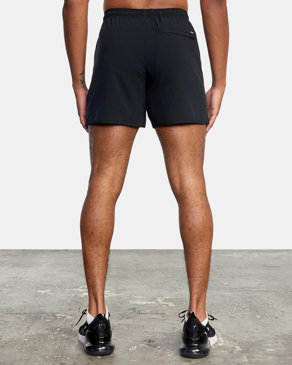 Black Rvca Yogger Elastic Running 15 Men's Shorts | USEGJ92907
