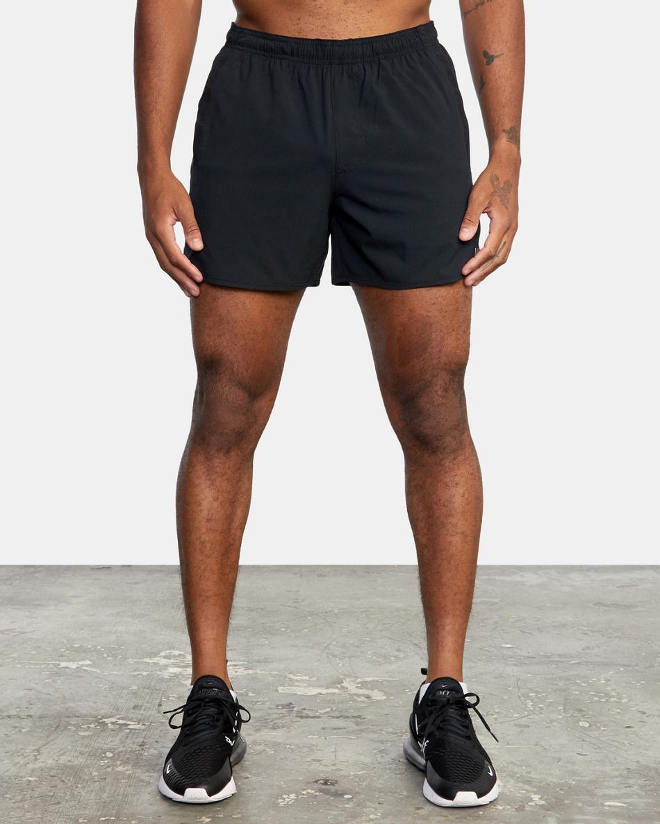 Black Rvca Yogger Elastic Running 15 Men\'s Shorts | USEGJ92907