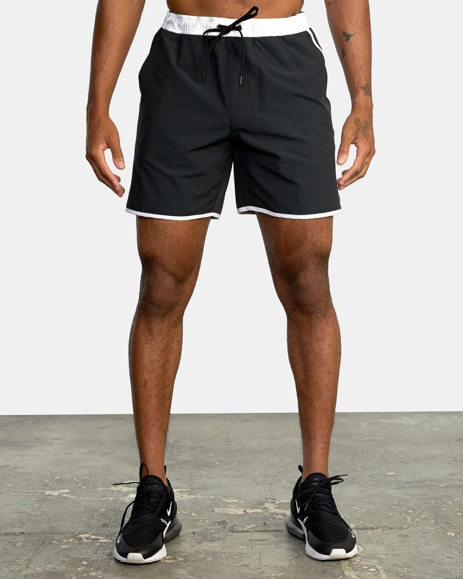 Black Rvca Yogger Hybrid Elastic Athletic 17 Men's Shorts | USJVR30166