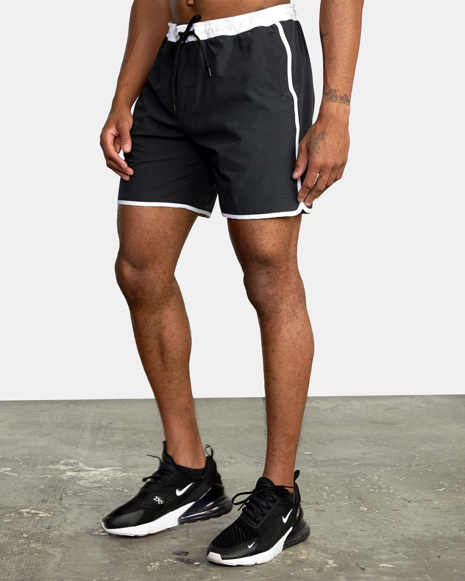 Black Rvca Yogger Hybrid Elastic Athletic 17 Men's Shorts | USJVR30166