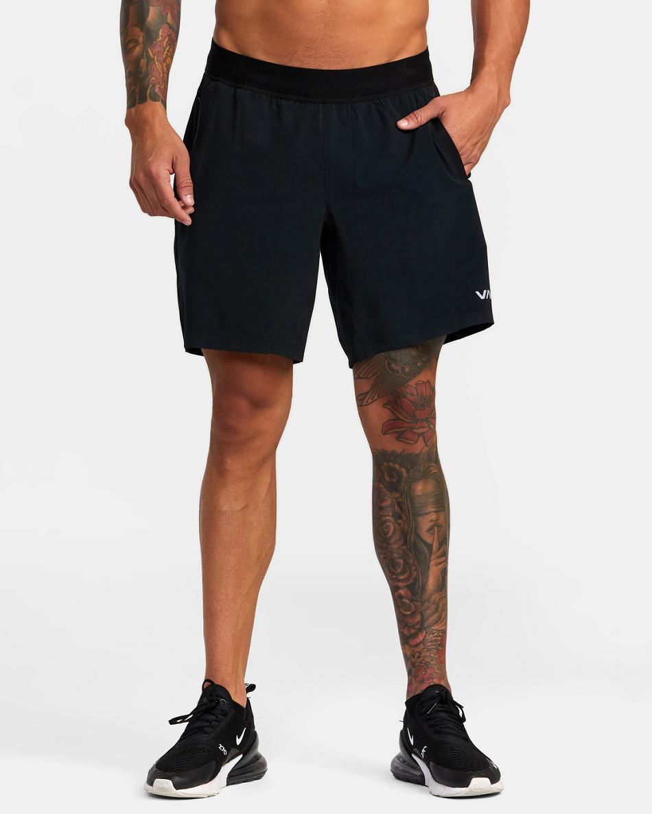 Black Rvca Yogger Plus Men's Running Shorts | XUSBH58750