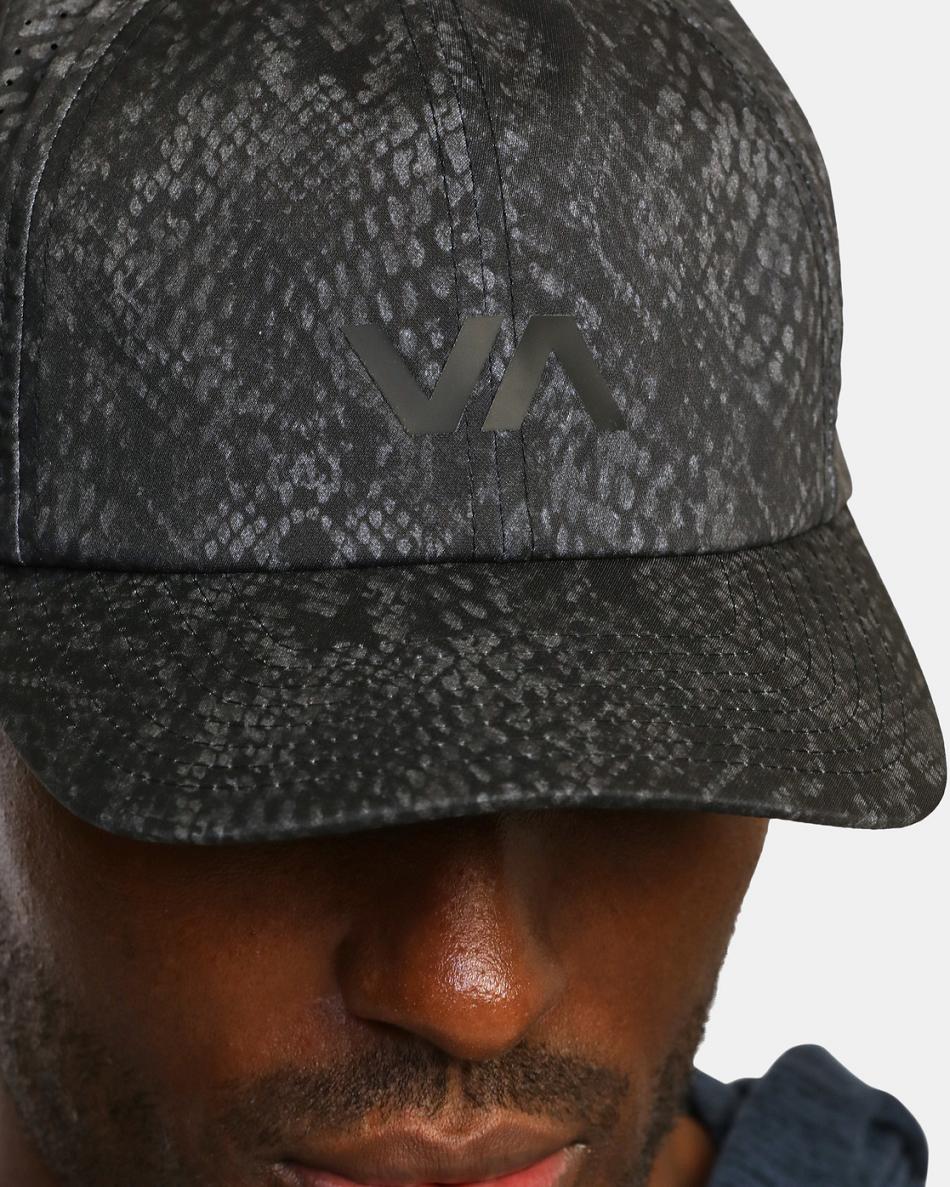 Black Snake Rvca Vent Perforated Clipback II Men's Hats | QUSUV35631