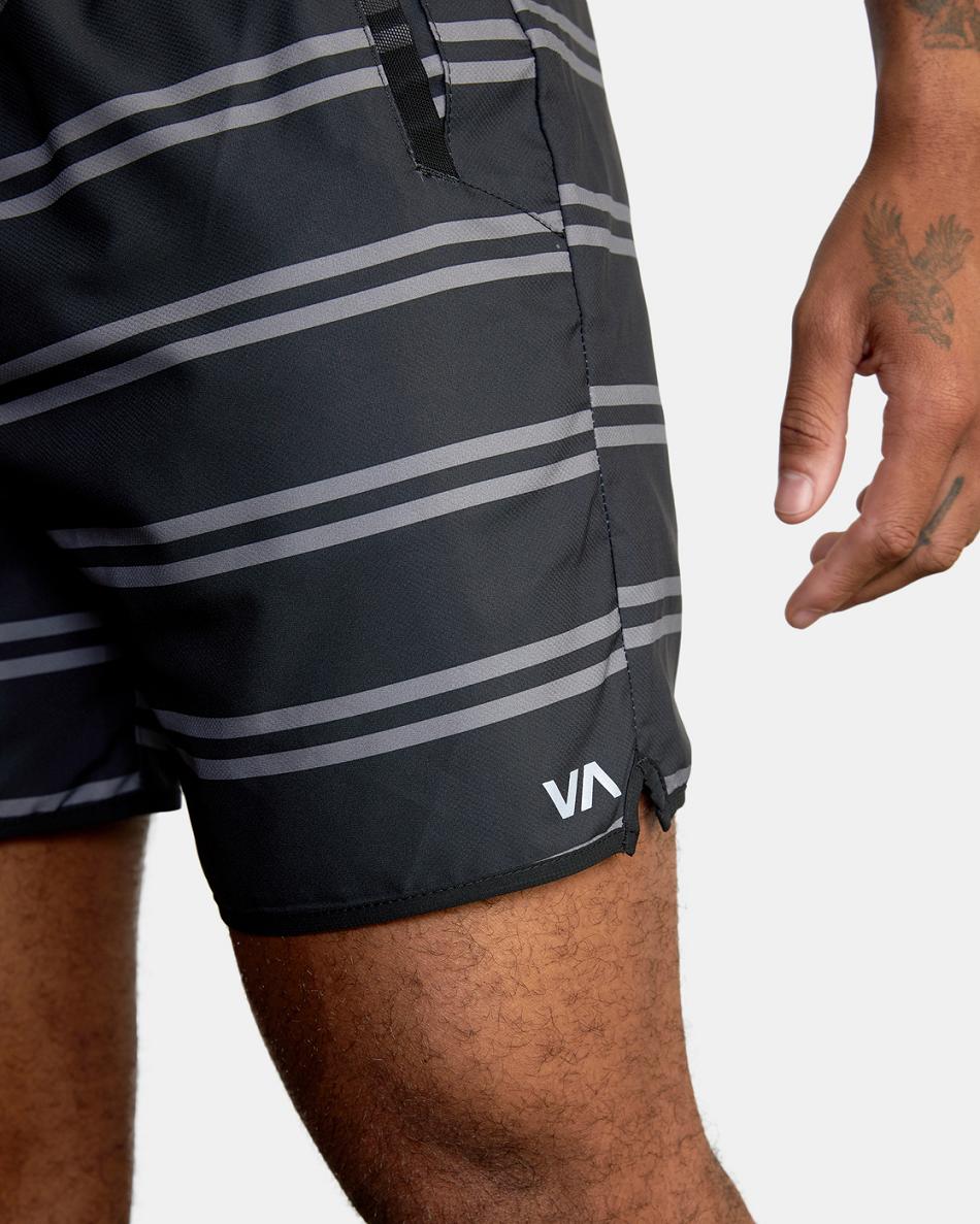 Black Stripe Rvca Yogger IV Elastic 17 Men's Shorts | TUSWZ51533