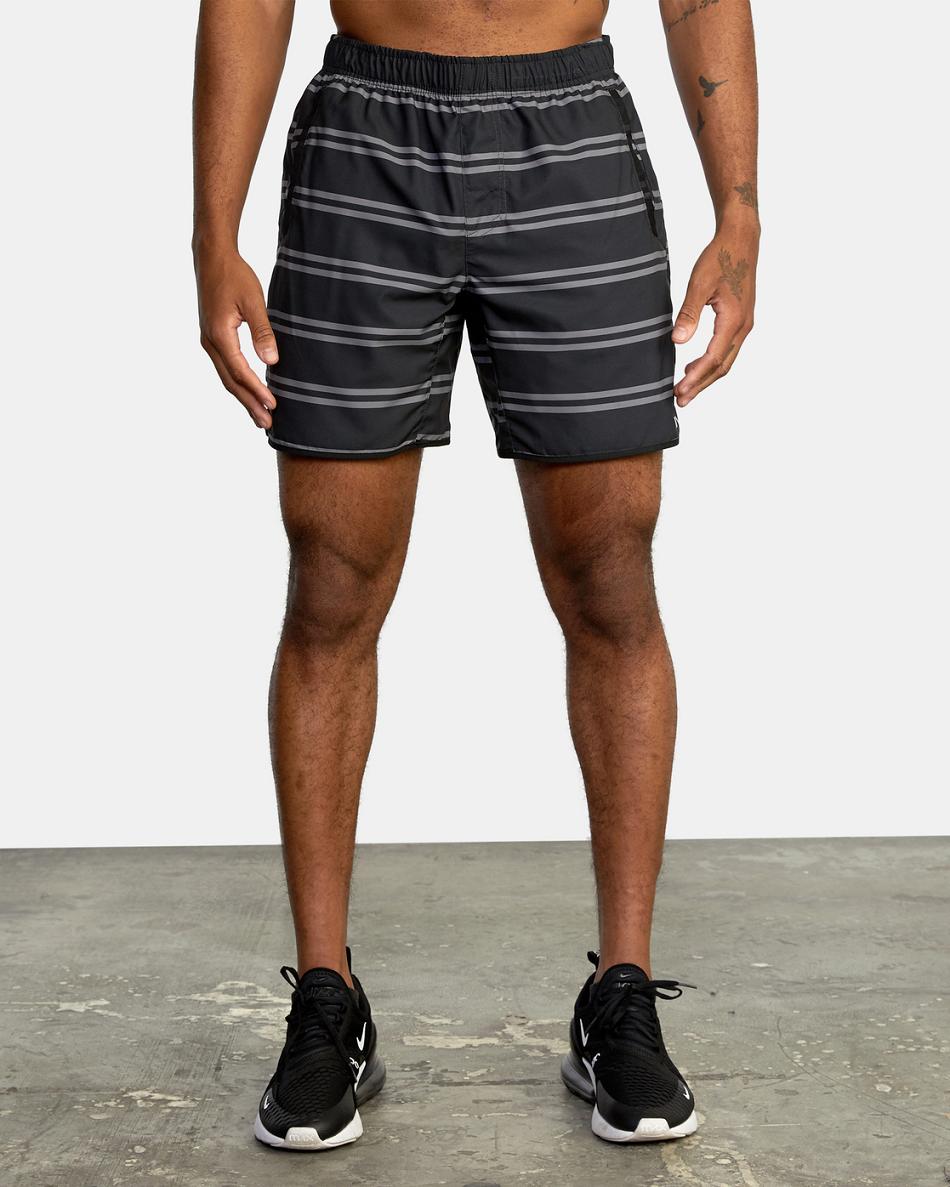 Black Stripe Rvca Yogger IV Elastic Men's Running Shorts | DUSVO24216