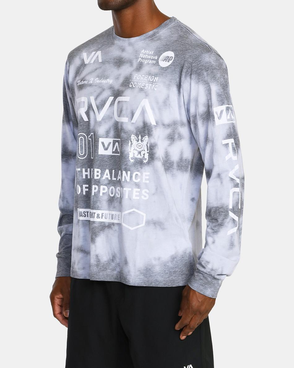 Black Tie Dye Rvca All Brand Workout Men's Long Sleeve | SUSNY60603