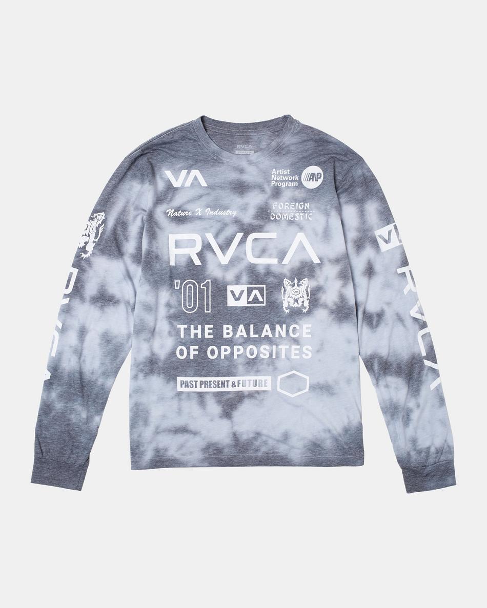 Black Tie Dye Rvca All Brand Workout Men\'s Long Sleeve | SUSNY60603