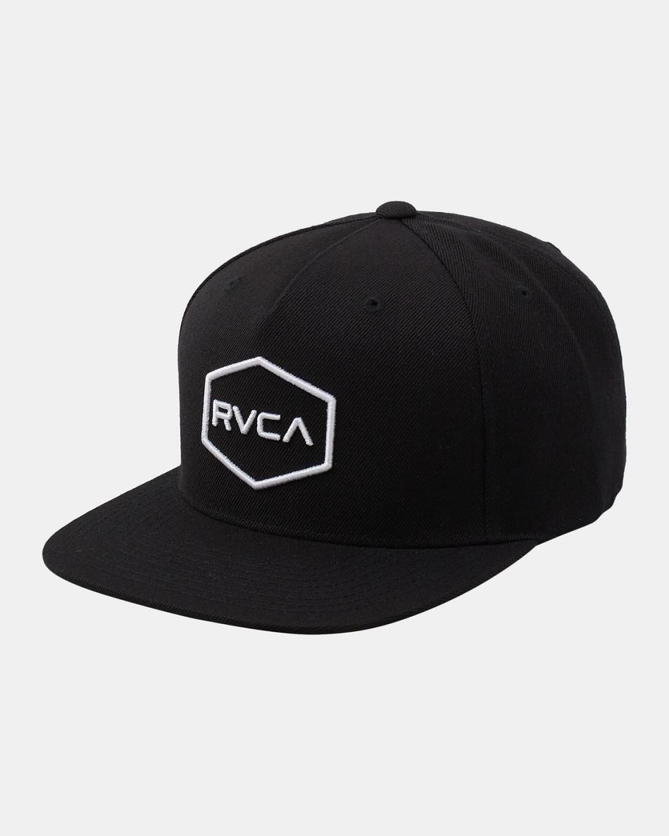 Black/White Rvca Commonwealth Snapback Men\'s Hats | USZPD16175