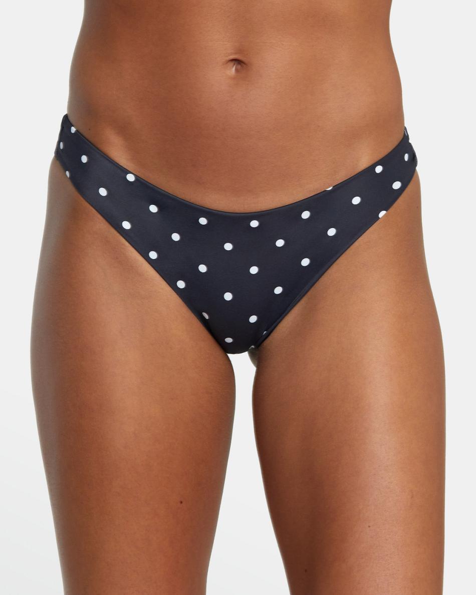 Black/White Rvca Low-Rise Cheeky Hipster Women's Bikini Bottoms | USXMI10441