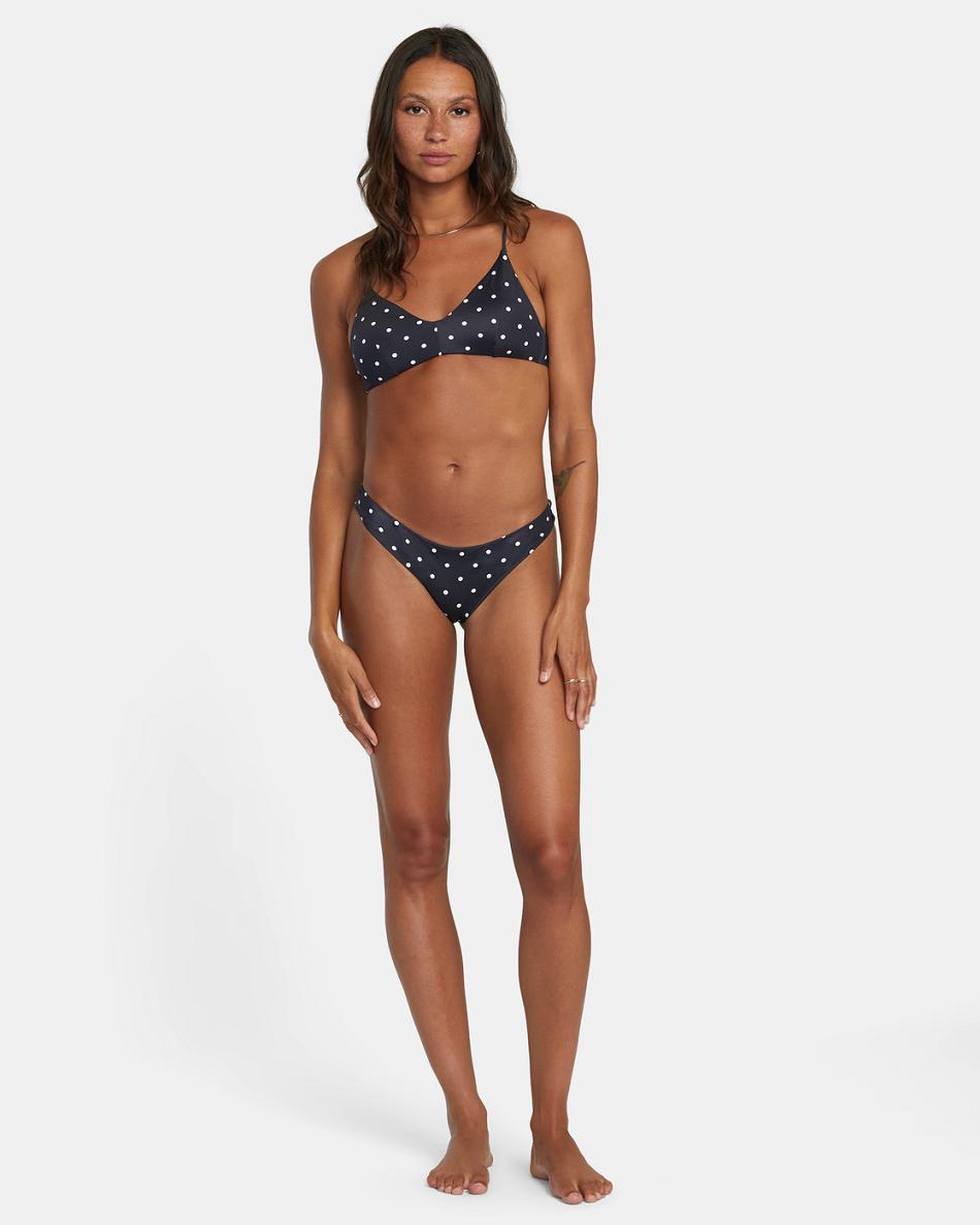 Black/White Rvca Low-Rise Cheeky Hipster Women's Bikini Bottoms | USXMI10441