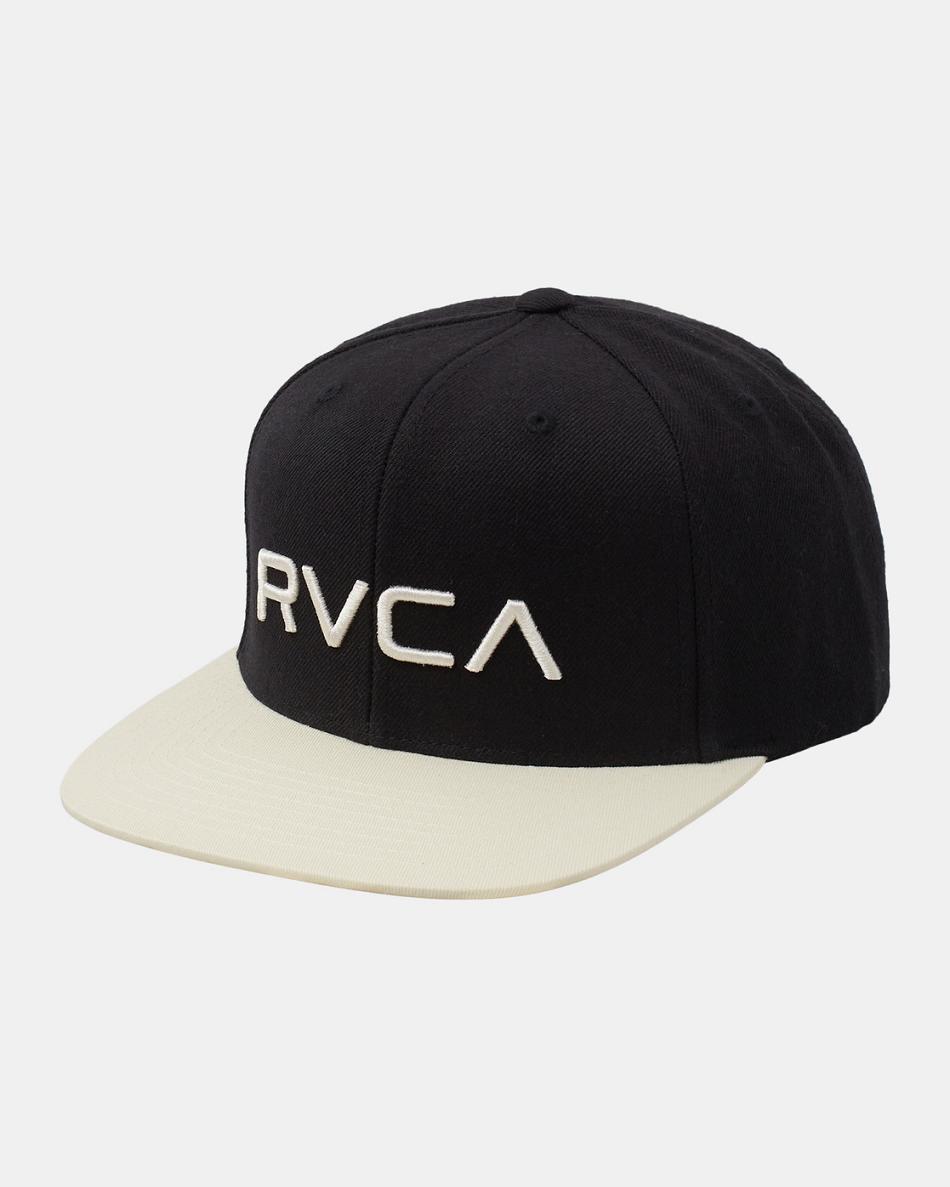 Black/White Rvca Twill Snapback II Men\'s Hats | USDFL57953