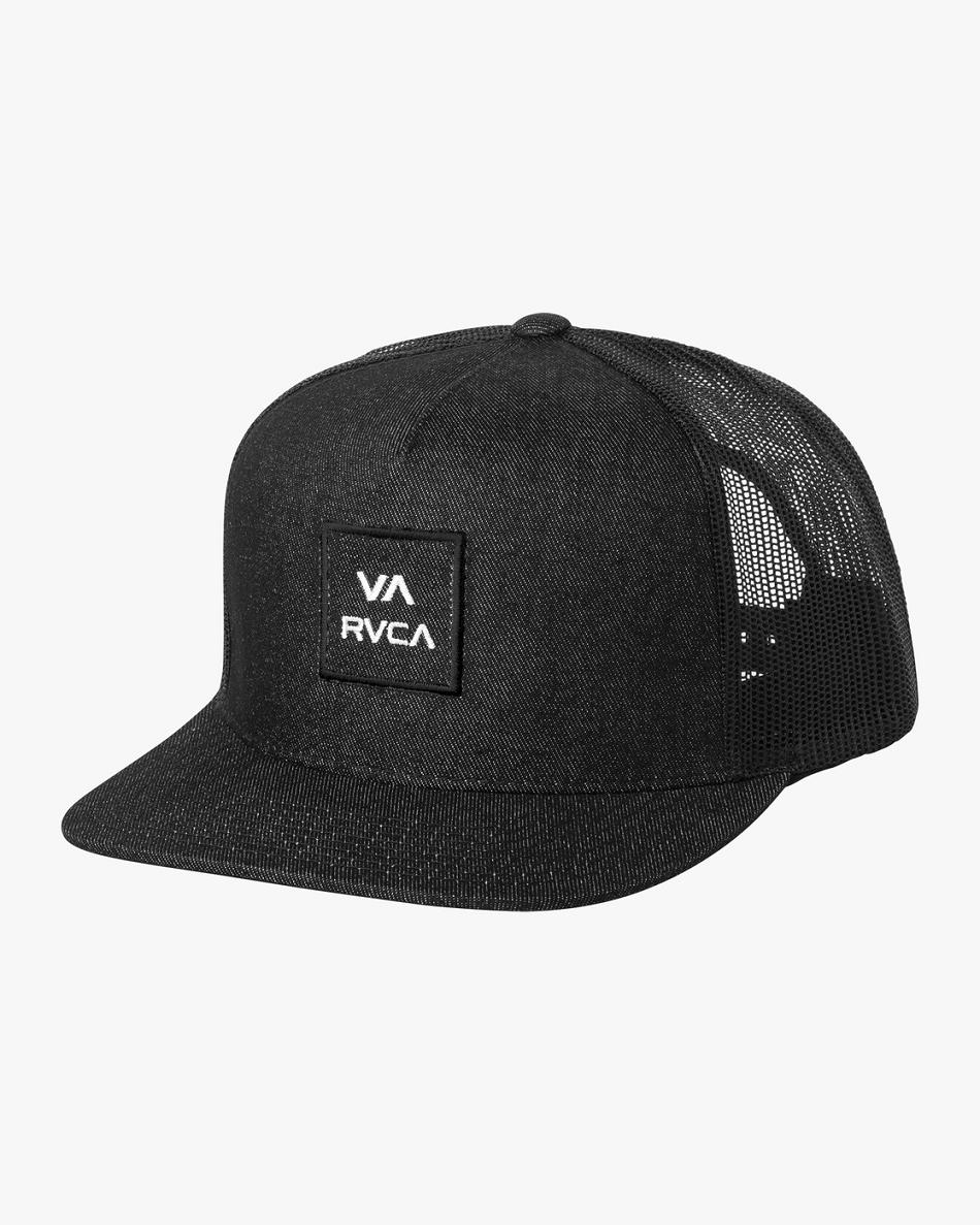 Black/White Rvca VA All The Way Trucker Men\'s Hats | SUSNY22268